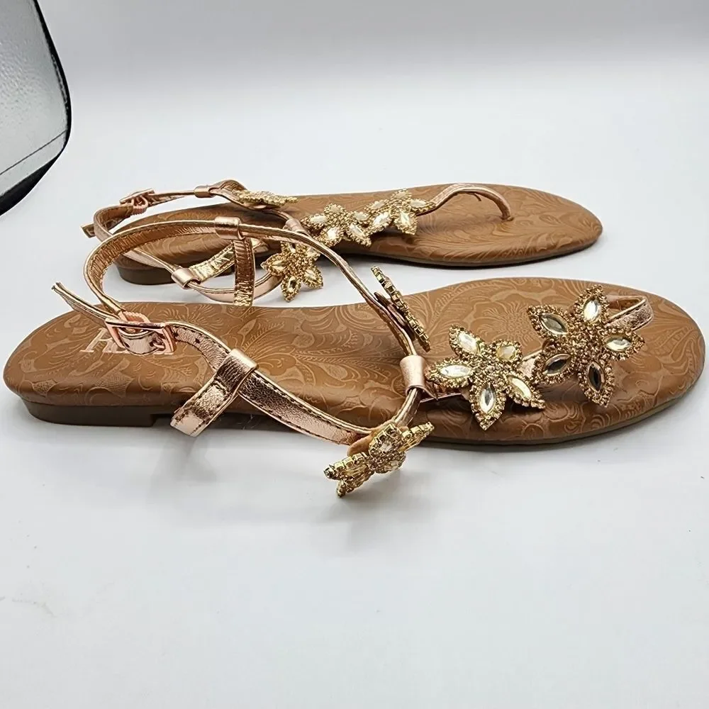 Reba rose gold leather sandals
